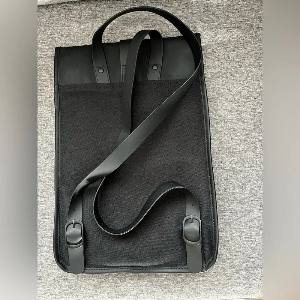 Rains Black Waterproof Roll-Top Backpack